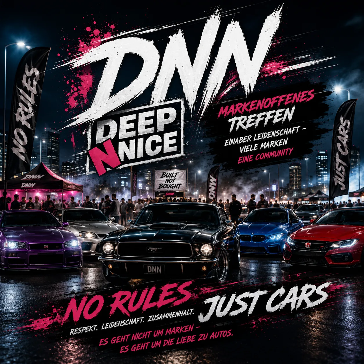 Deep N Nice Bayreuth Treffen Poster Sticker mit Showcars bei Nacht