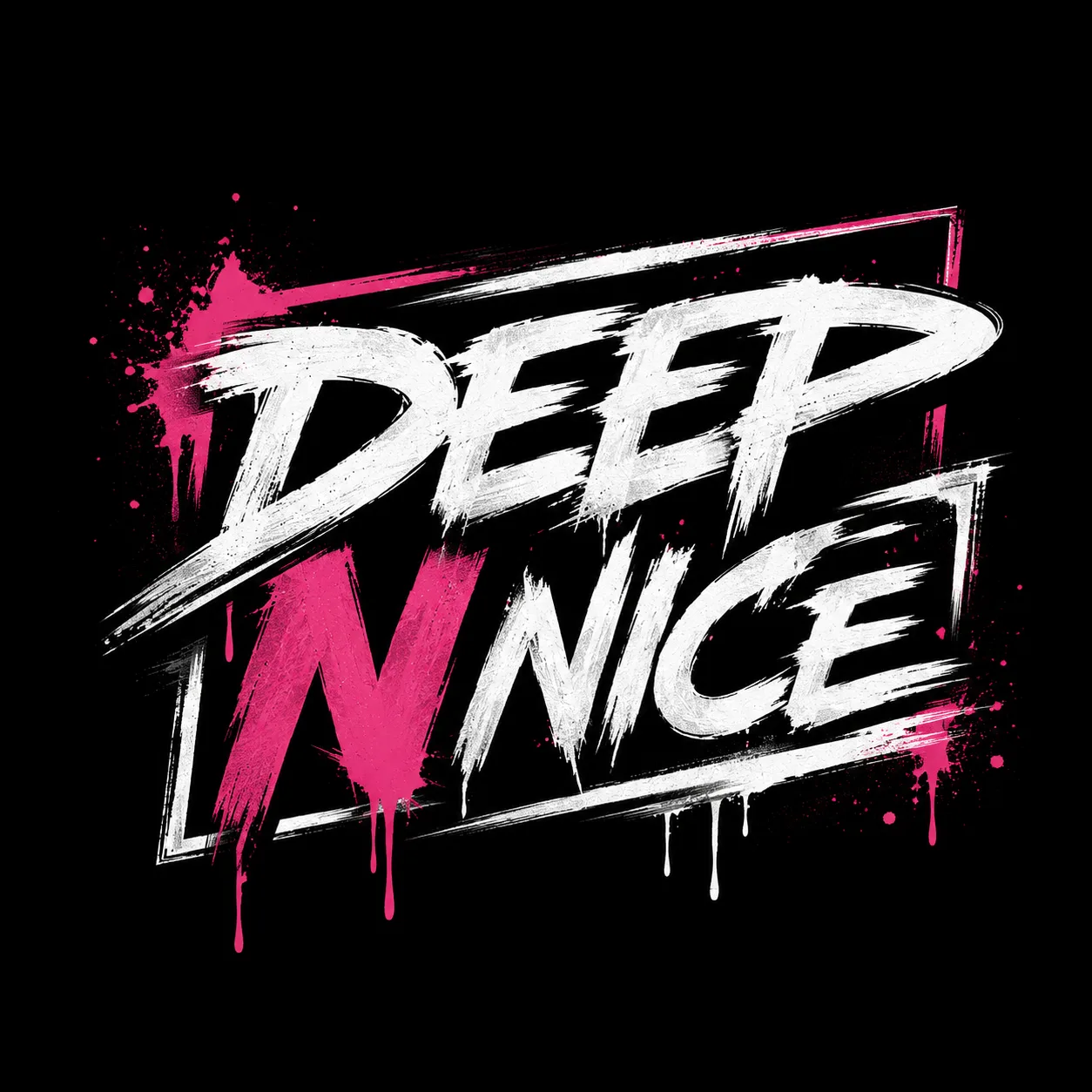 Deep N Nice Script Logo Sticker mit pinkem N